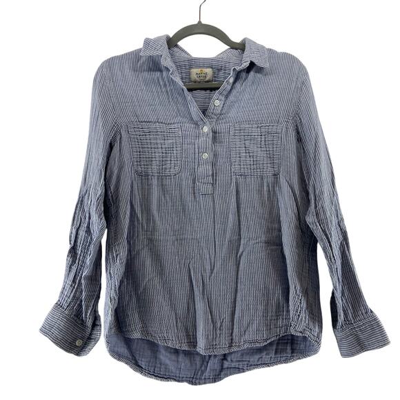 Marine Layer Blue Stripe Cotton Popover Top Size Medium - Picture 1 of 7